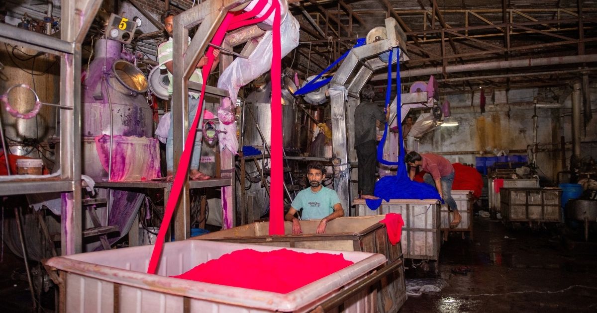 Traditional textile dyeing process in India Traditional textile dyeing process in India