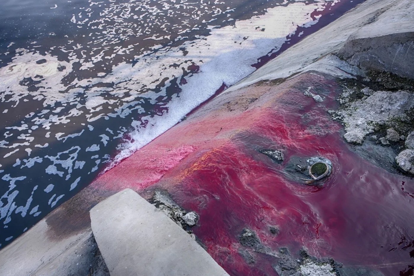Wastewater released from textile factories into rivers
